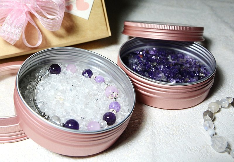 Rose Gold crystal degaussing box l Purification • Degaussing crystal l Raw mineral l Office healing - Bracelets - Crystal 