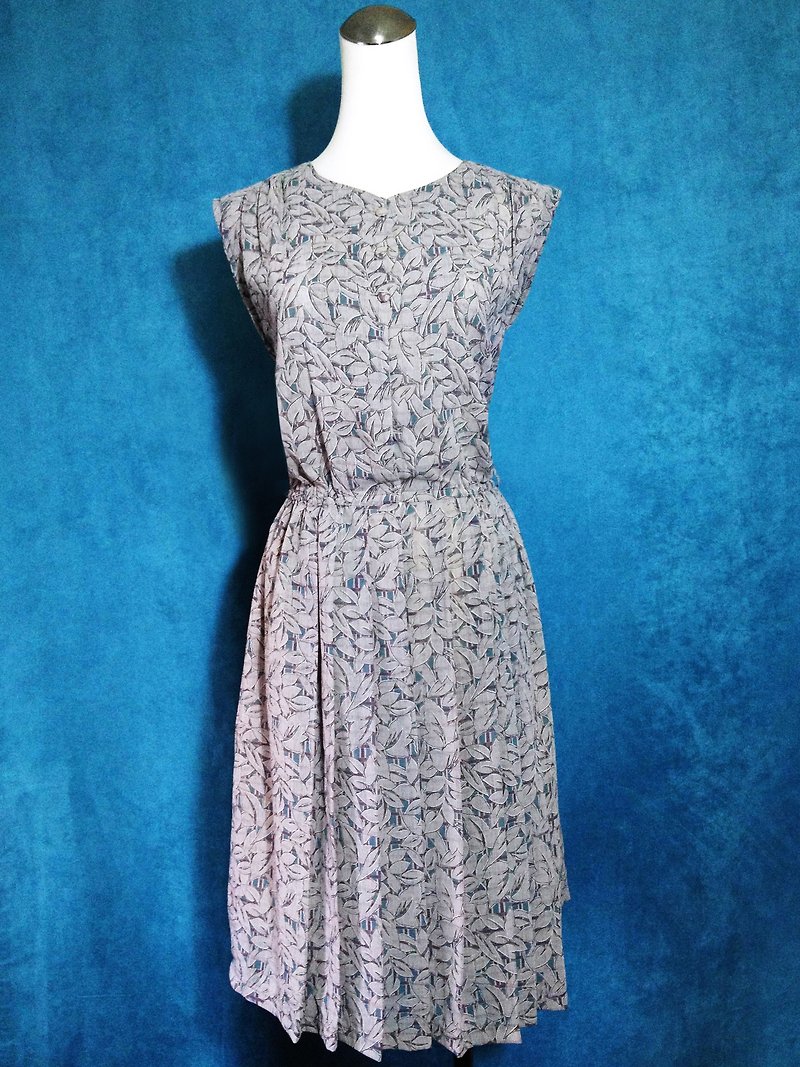Ping-pong vintage [vintage dress / Nippon flowers sleeveless vintage dress] abroad back VINTAGE - One Piece Dresses - Polyester Gray