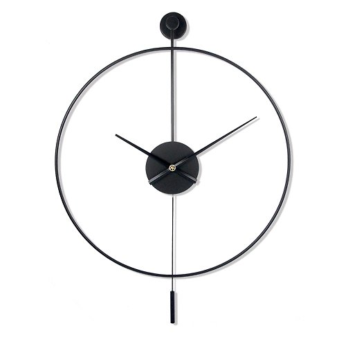 iINDOORS英倫家居 鐵製設計時鐘 黑色擺鐘60cm 黑色烤漆 台製機芯 鐵藝鐘 簡約 藝術