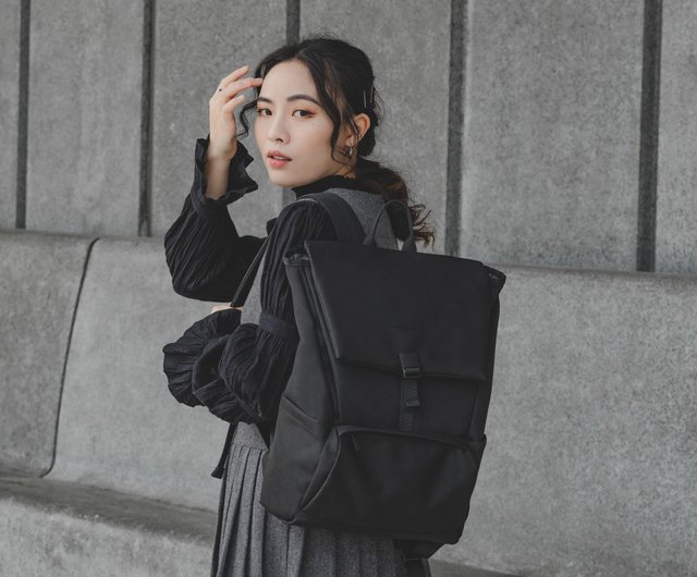 Girl with a outlet backpack