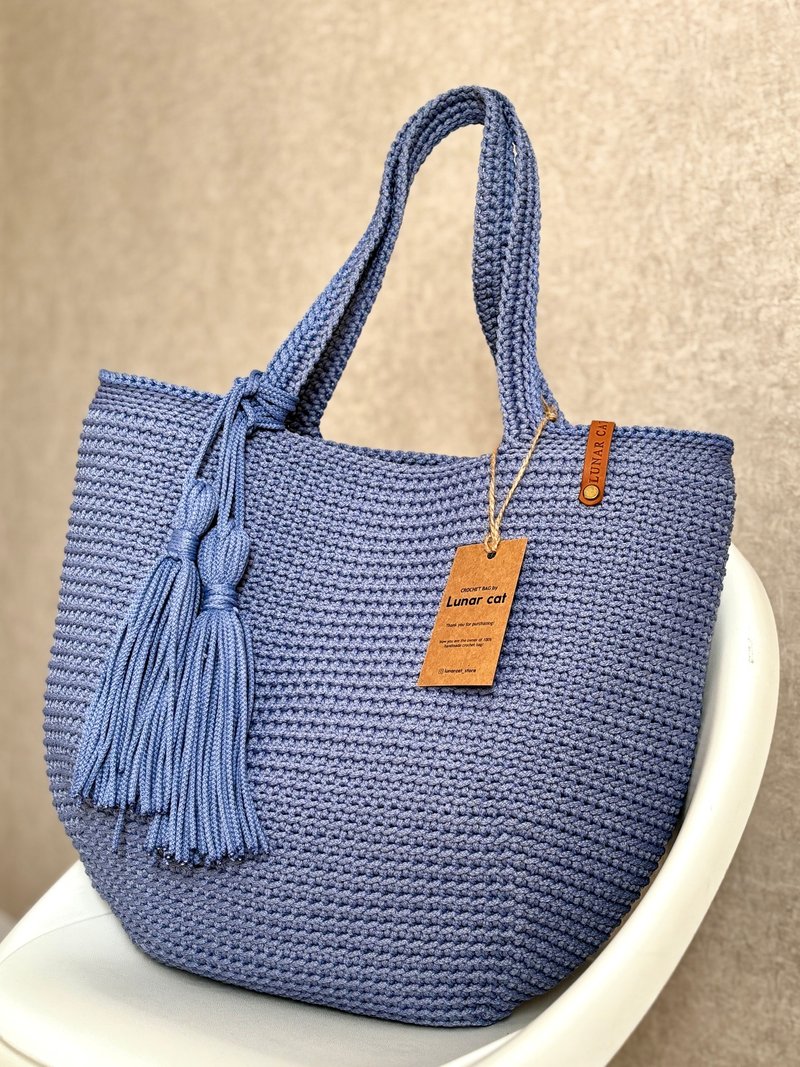 Crochet Tote Bag, Reusable Crochet Bag, Crochet Handmade Bag - 手提包/手提袋 - 聚酯纖維 多色