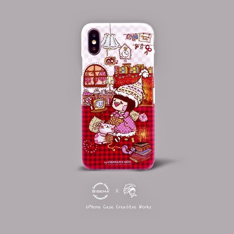 iPhone XS/X Chocolate Rain Winter & Cat Matte Phone Hard Case Birthday Gift - Phone Cases - Plastic Red