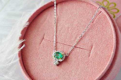 roseandmarry Natural Emerald Pendant and Necklace Silver925.
