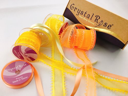 Crystal Rose Ribbon 緞帶專賣 歐洲Picot雪紗禮盒5入/加州陽光
