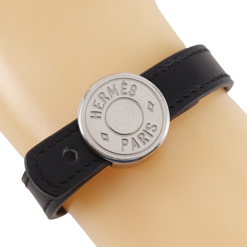 日本直送】エルメス HERMES セリエ ルーピング ブレスレット レザー 黒