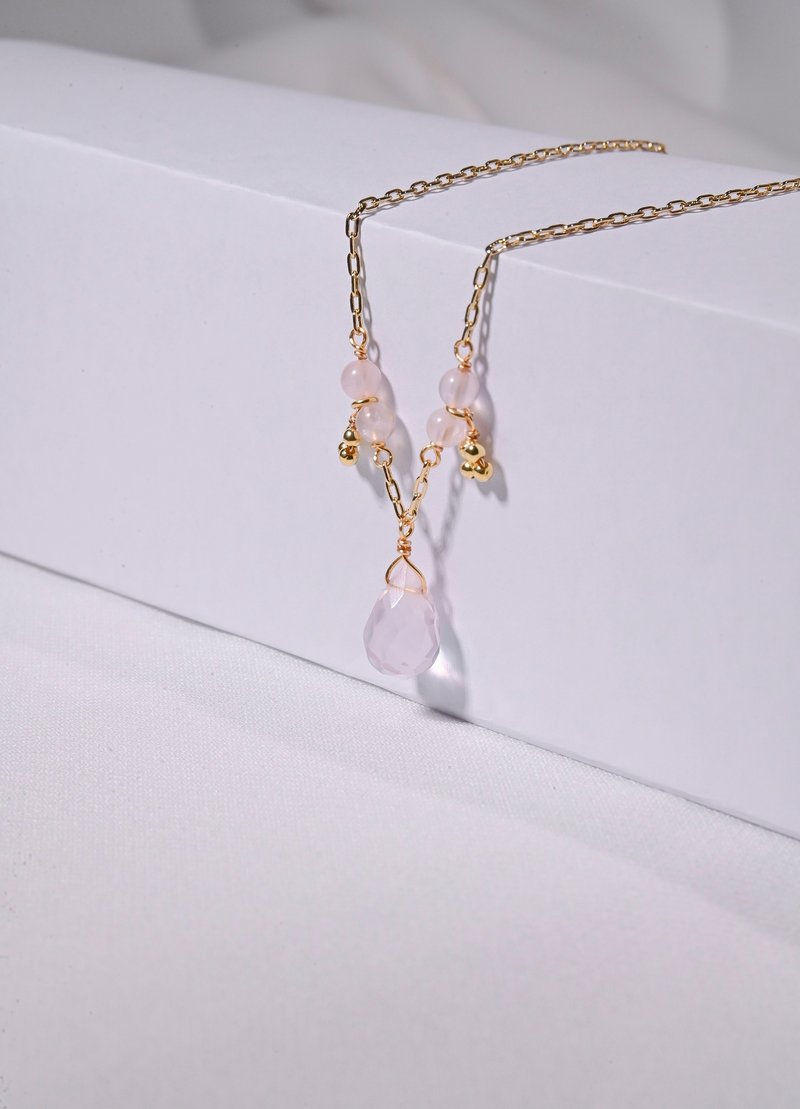 Rose Quartz Necklace / JIEGEM - Necklaces - Crystal Pink