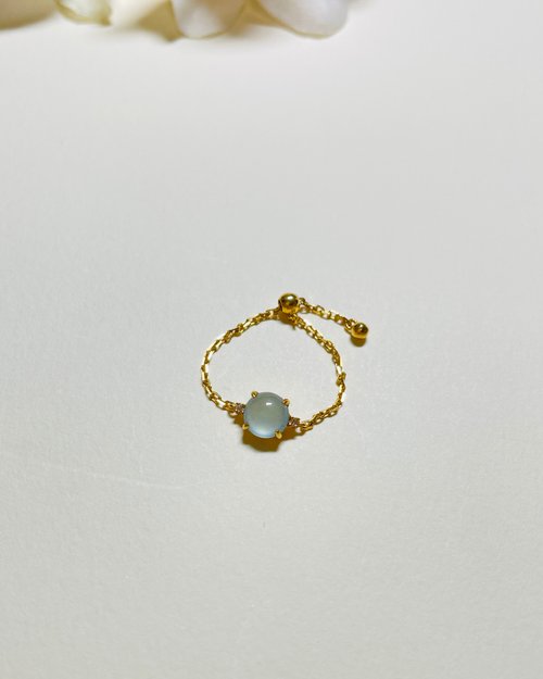 凝翠 Ning Jewelry／翡翠輕珠寶 【初露】純18k金 天空藍剛翡翠鍊戒
