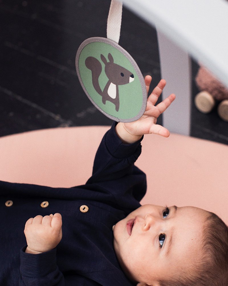 フランク＆フィッシャー イエローフォックス 赤ちゃん用 小さな丸いミラー - 知育玩具・ぬいぐるみ - コットン・麻 