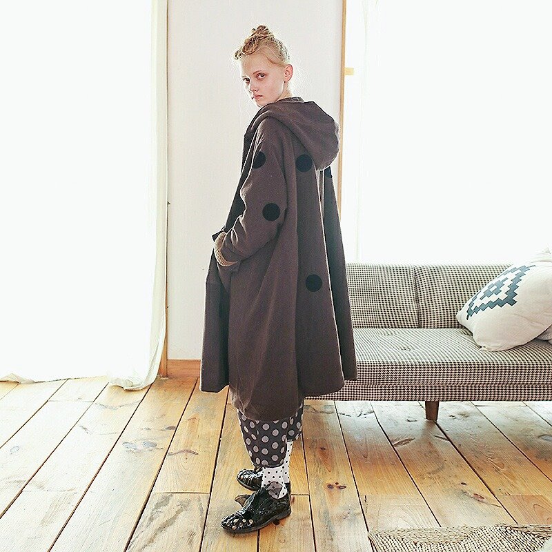 Dark brown coat - imakokoni - Women's Casual & Functional Jackets - Other Materials Brown