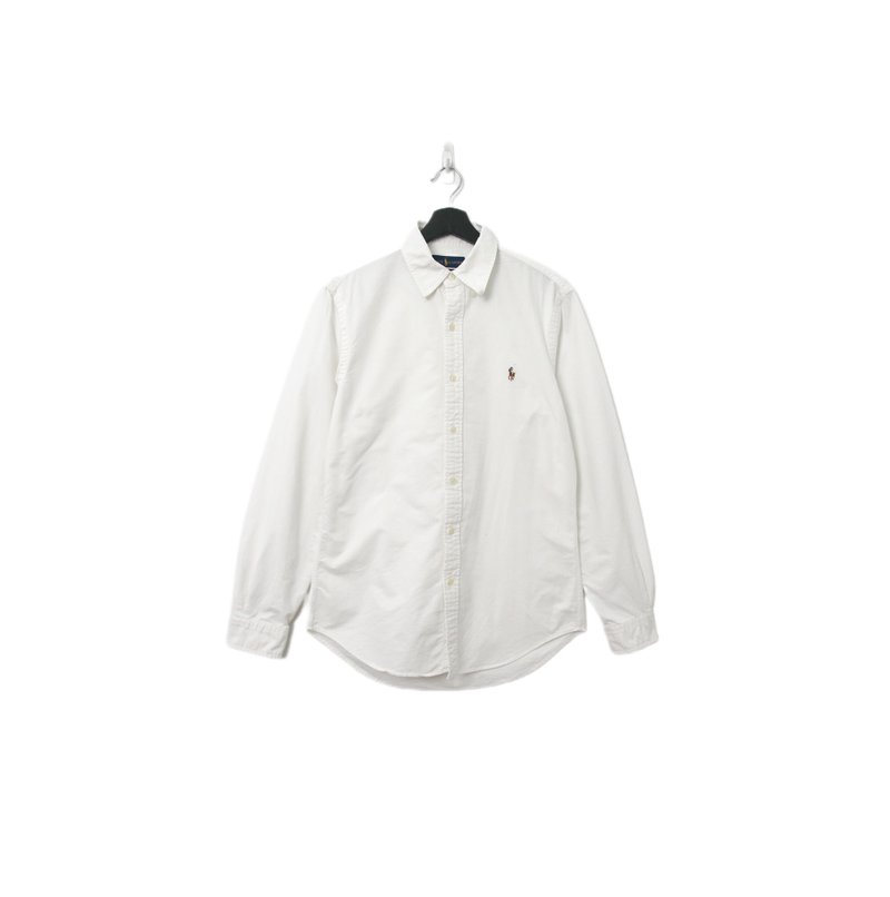 Back to Green-品牌襯衫 Polo純白色卡其標 LP-22//vintage shirt - 男襯衫/休閒襯衫 - 棉．麻 