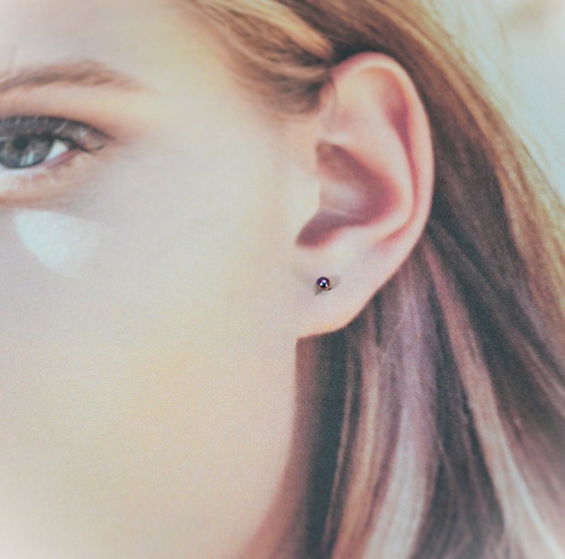 Titanium pierced earrings・1 titanium earring=P・P=16G - ต่างหู - โลหะ สีม่วง