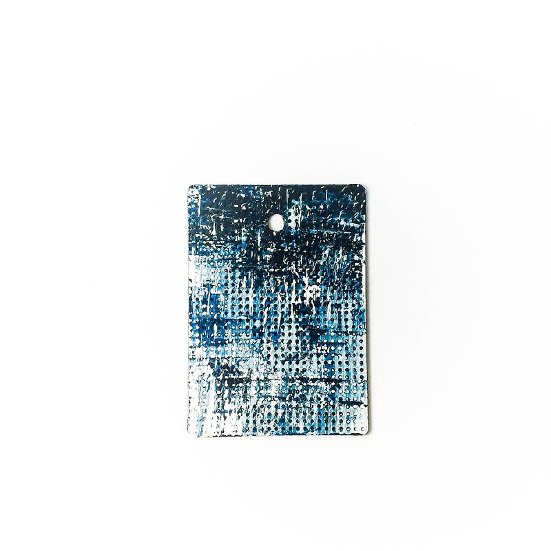 手描きの抽象芸術環境保護木製看板ペンダント抽象ウッドアート_WastedLove - チャーム - サステナブル素材 ブルー