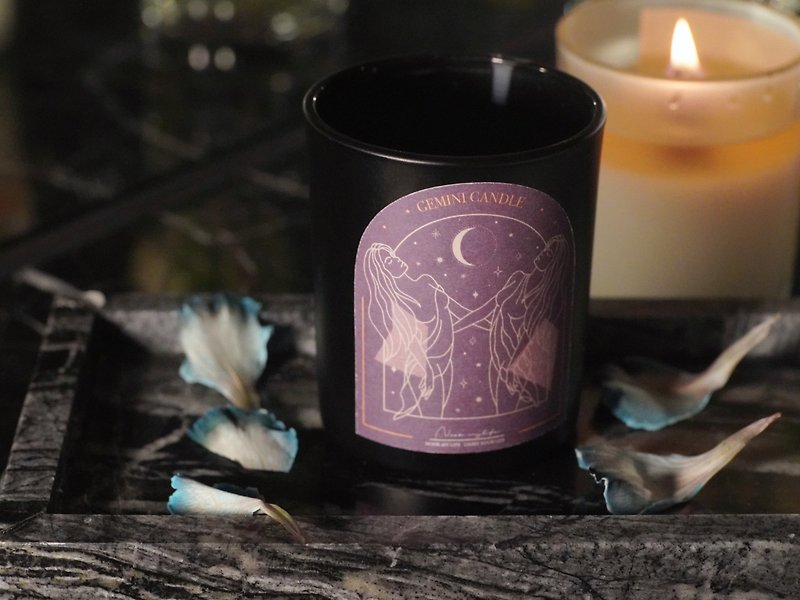 [Free engraving is available] All natural soy Wax-Holy Wood Gemini candle constellation birthday wedding gift - Candles & Candle Holders - Wax Purple