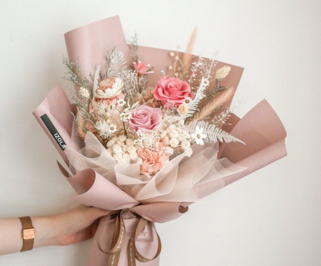 Cream Peach Immortal Bouquet Gift Birthday Gift Confession