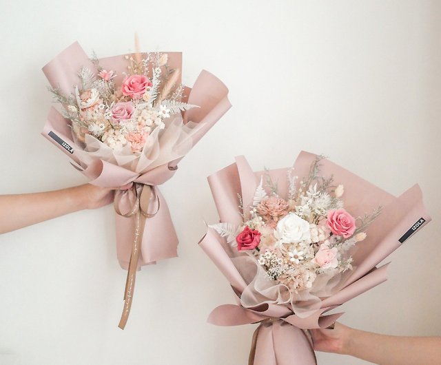 Immortal flower wave ball bouquet-crown style dried  flowers/birthday/Valentine's Day/Mother's Day//opening/proposal