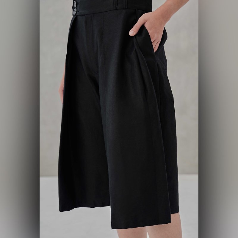 Big foldable five-point wide pants - Unisex Pants - Other Man-Made Fibers Black