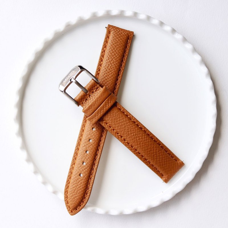 Quickly release white leather strap / 16mm - สายนาฬิกา - หนังแท้ สีนำ้ตาล