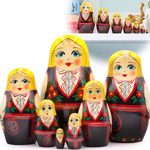 布列斯特纪念品厂 - 套娃 Matryoshka Nesting Dolls Set of 7 pcs - Russian Dolls in Bunad Norwegian Dress