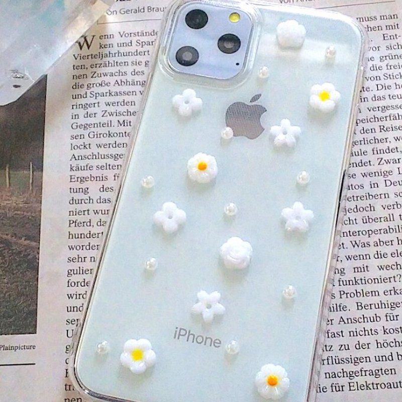 mini flower pearl smartphone case - Phone Cases - Resin White