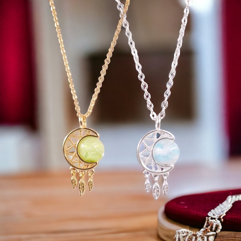 S925 sterling silver dream catcher glass necklace ashes glass life memorial boutique NS0039 - สร้อยคอ - เงินแท้ 