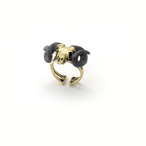MAFIA JEWELRY Zodiac Ramble skull ring is for Aries in Brass and oxidized antique color ,Rocker jewelry ,Skull jewelry,Biker jewelry
