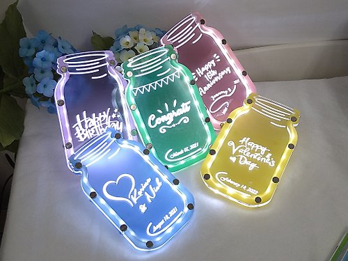 Mini Hands -客製化禮物- 迷你幸福保鮮瓶 生日禮物 週年禮物 LED 小夜燈