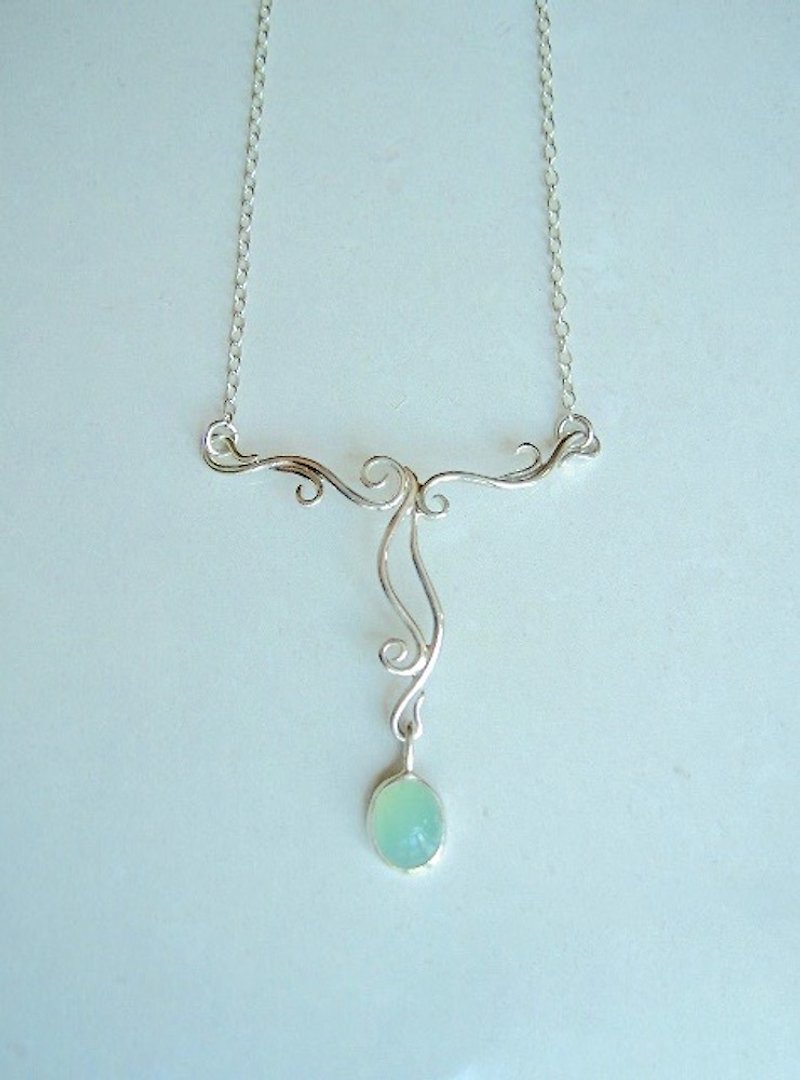 Common opal necklace - สร้อยคอ - เครื่องเพชรพลอย สีเขียว