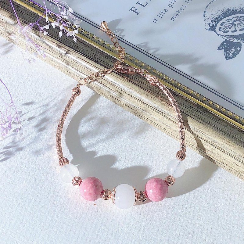 Moon Stone Natural Stone Crystal Bracelet - สร้อยข้อมือ - คริสตัล สึชมพู