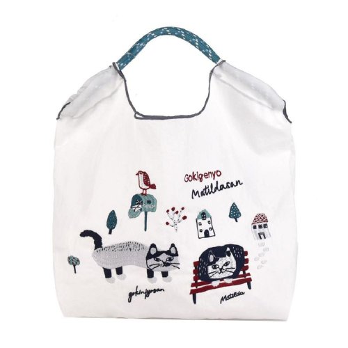 Kusuguru Japan Kusuguru Japan 手提包 環保袋 日本刺繡尼龍購物袋 Matilda款-白