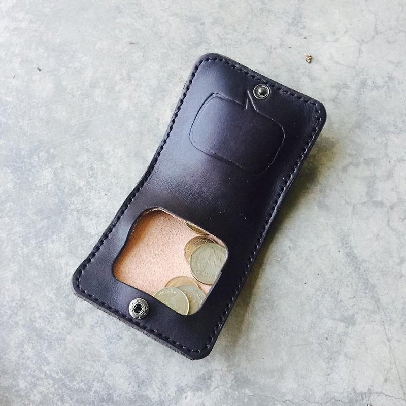 Custom-made black whispering confession Valentine's day gift leather coin purse sniffing leather hand-made - กระเป๋าใส่เหรียญ - หนังแท้ สีดำ