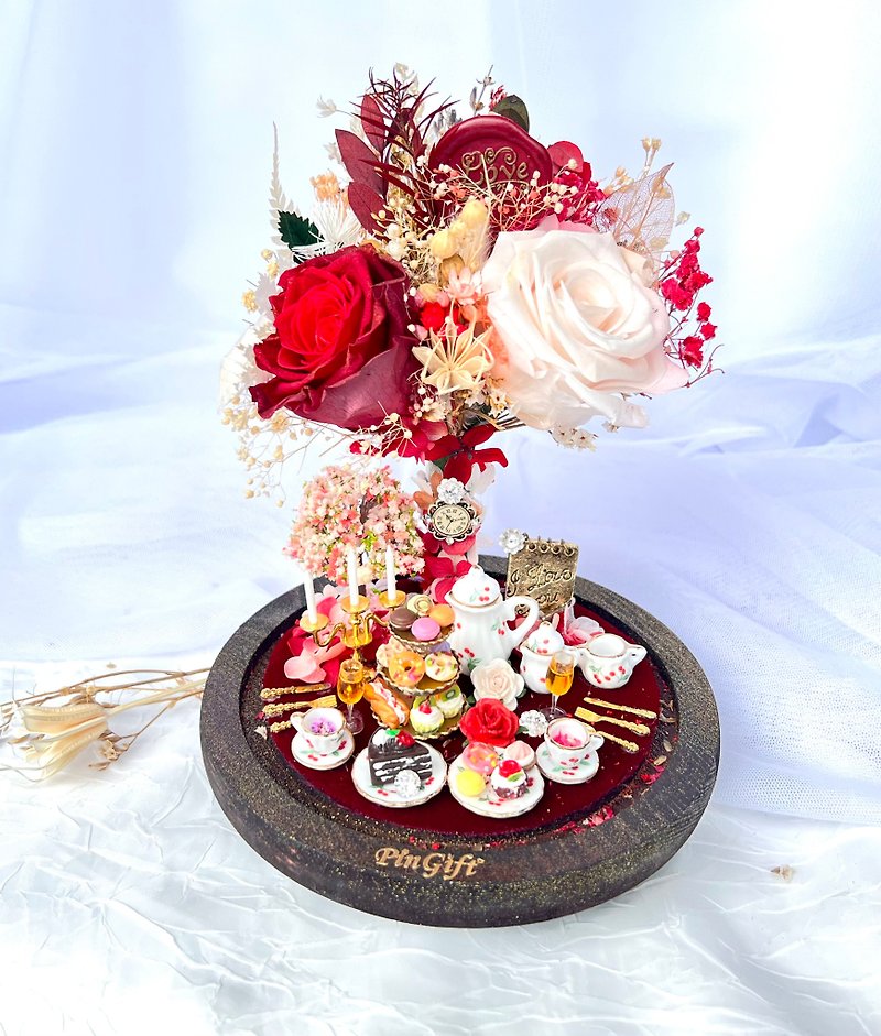 Preserved Flower Micro Scene - High Tea Lover / Unique Gift / Handmade - ช่อดอกไม้แห้ง - พืช/ดอกไม้ หลากหลายสี