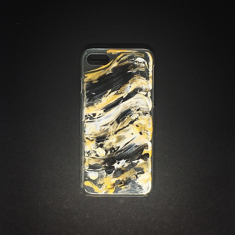 Acrylic 手繪抽象藝術手機殼 | iPhone 7/8 |  Black & Gold - 手機殼/手機套 - 壓克力 金色