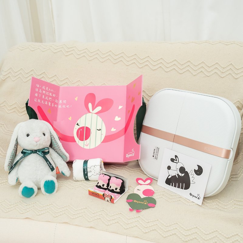 [カスタマイズ] 癒しのフットバスセット - 癒しの人形 + ユニバーサルタオル + フットバスマシン (満月の妊娠ギフトボックス) - 出産祝い用贈物 - その他の素材 ピンク