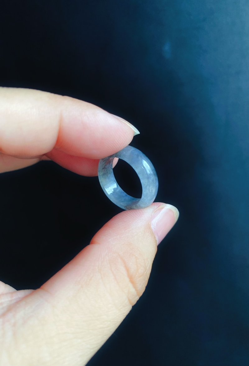 天然緬甸玉 翡翠 冰烏雞 有錢 翡翠 戒指 玉 戒環 ring 尾戒 15.2 - 戒指 - 玉石 黑色