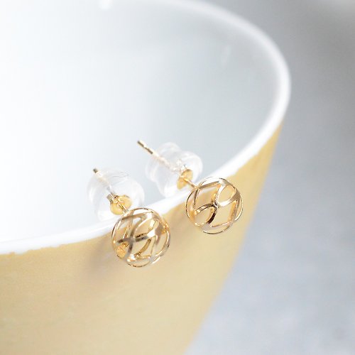 JEWELRY and PEARL FUKUDA 18K金 金色設計耳環 日本製造 耳夾耳環
