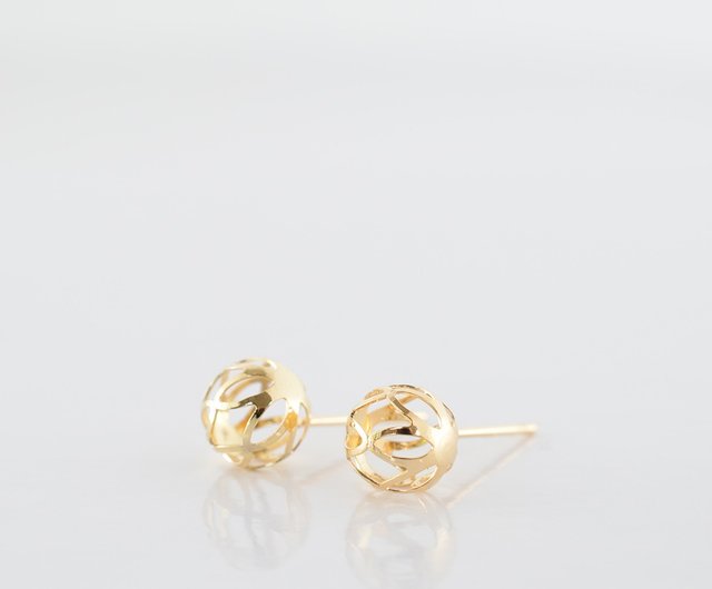 K18ゴールドデザインスタッドピアス - ショップ JEWELRY and