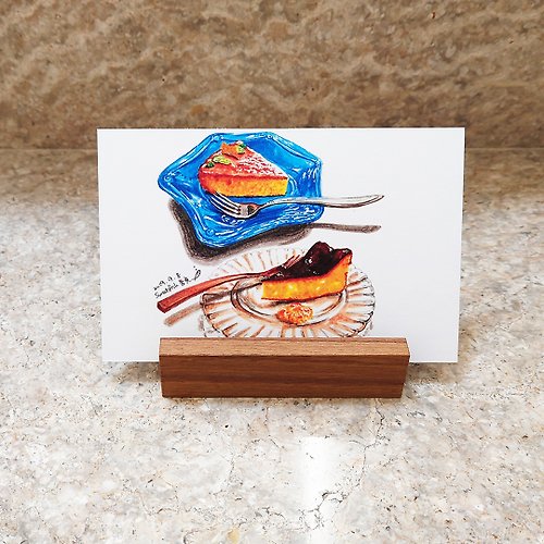 香魚療癒食堂 巴斯克&檸檬蛋糕－美食明信片/食物明信片/美食卡片/食物卡片