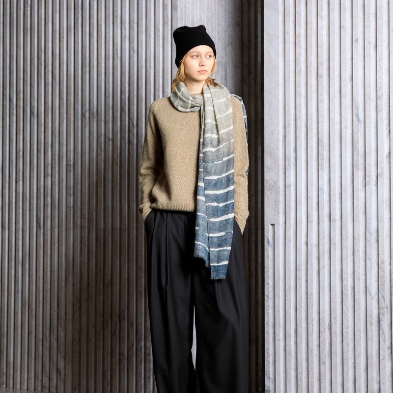 緩光高領羊絨針織上衣 - 女毛衣/針織衫 - 羊毛 卡其色