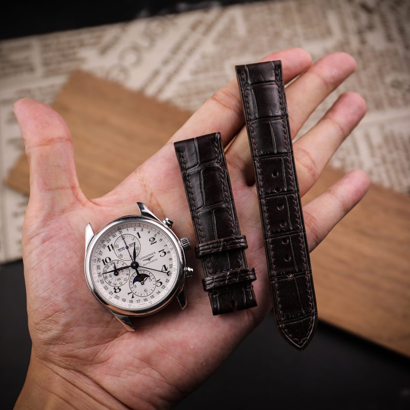 【錶帶/apple watch錶帶】美洲鱷魚皮 多色 刻字 Mister手作 - 錶帶 - 真皮 多色