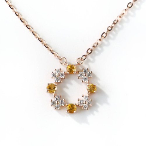 roseandmarry Natural Citrine Necklace Sterling Silver925 with Rosegold plated.