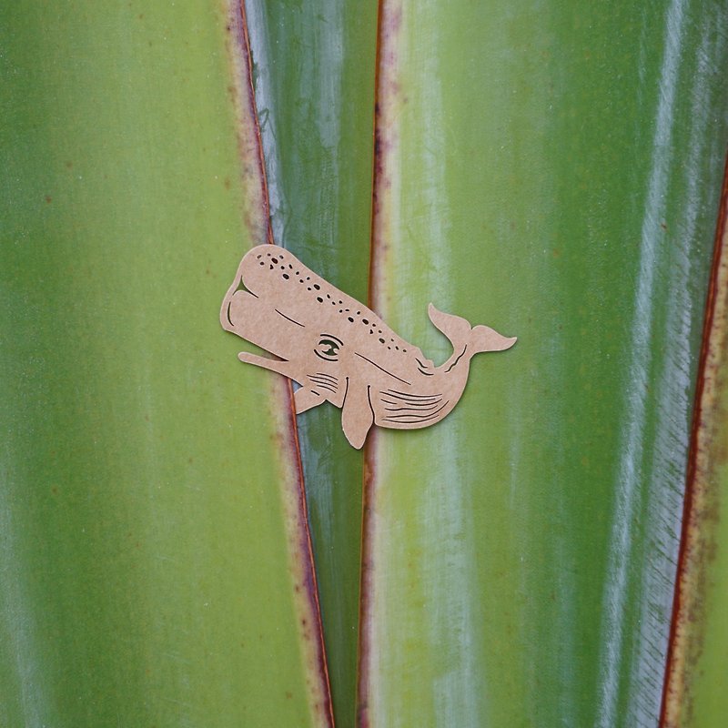 マイマイ動物園-マッコウクジラの紙の彫刻ブックマーク|かわいい動物の癒しの小さな文房具のギフト - しおり - 紙 カーキ
