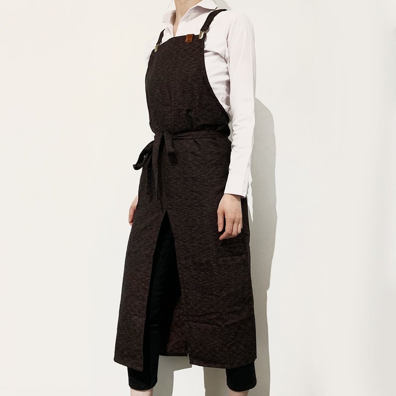 Kasuri 2way Long Apron - ผ้ากันเปื้อน - ผ้าฝ้าย/ผ้าลินิน สีน้ำเงิน