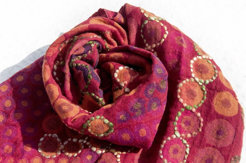 Cashmere Blanket Embroidered Blanket Wool Cover Blanket Warm Shawl Knitted Embroidered Woolen Shawl/Knitted Scarf/Embroidered Scarf/Cashmere Shawl/Cashmere Birthday-Round - Knit Scarves & Wraps - Wool Multicolor
