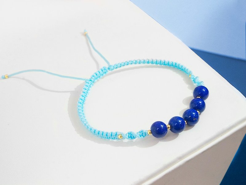 Edith & Jaz • Lapis with Baby Blue Cord Bracelet - Bracelets - Gemstone Blue