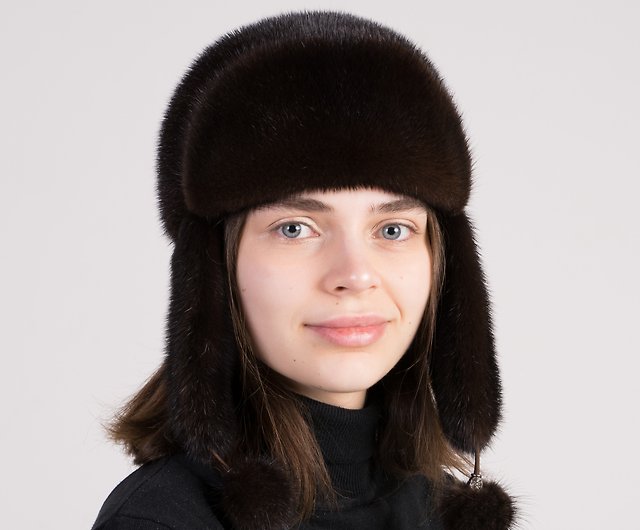 ミンク 帽子 ロシア帽 - 帽子
