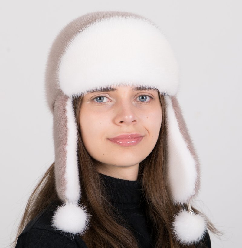 Ushanka Hat Fur Hat Womens Mink Hat Earflap Hat Fur Trapper Hat Winter Mink Hats - Hats & Caps - Other Materials Multicolor