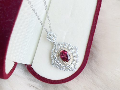 Esme Accessory 天然石榴石 純銀項鍊 迷人色澤 優雅奢華 火光燦爛 1月生日石