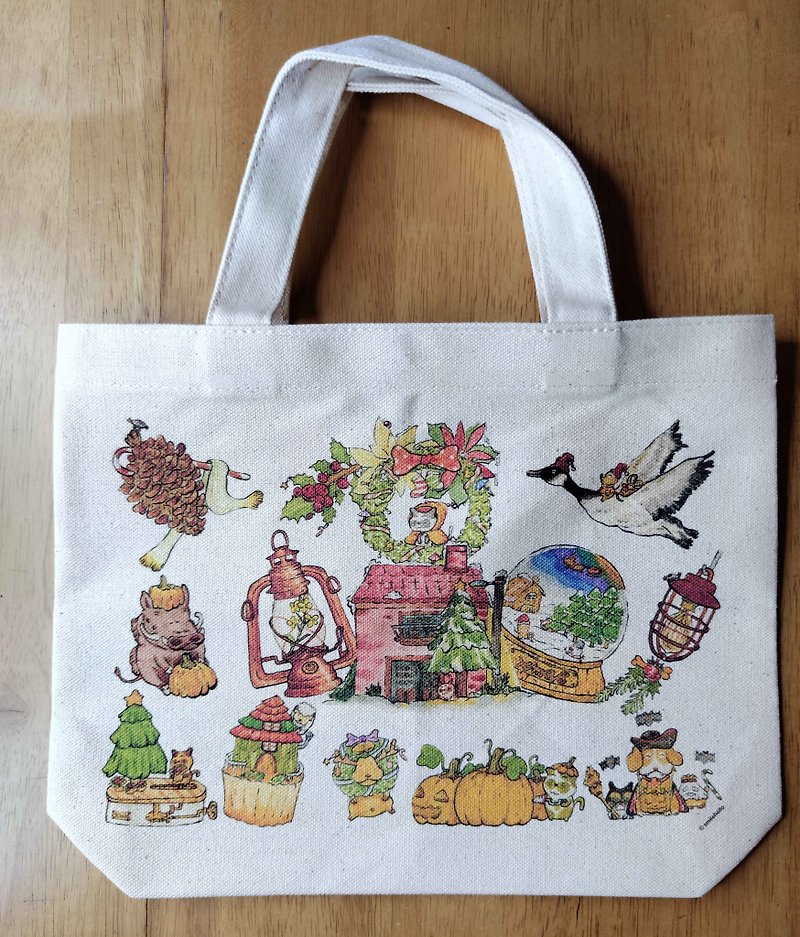 Canvas bag/green bag/handbag/shoulder bag Christmas carnival - Handbags & Totes - Other Materials Multicolor