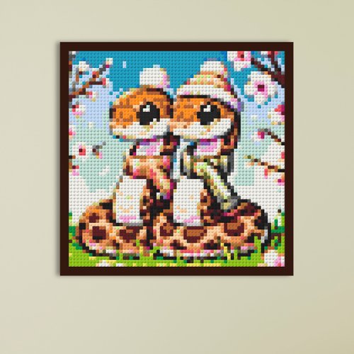 BrickNet積木畫 【客製 • 新年好運】 - 蛇年主題大型尺寸積木畫 50 x 50 cm