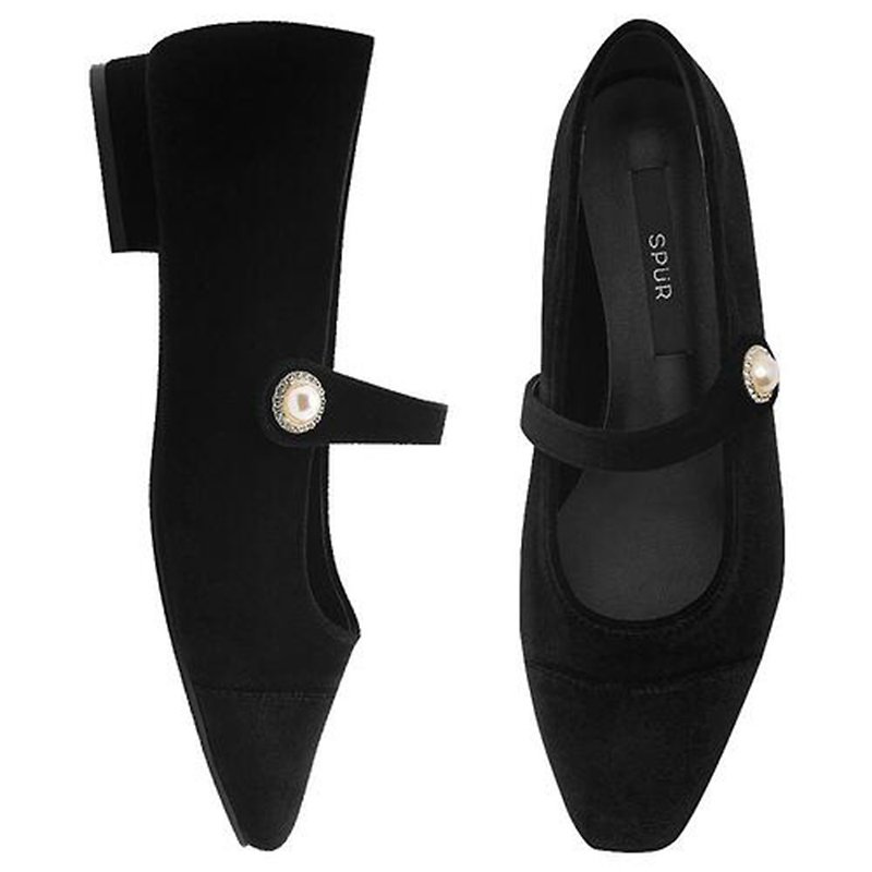 PRE-ORDER SPUR Ava maryjane Flat SA8041 Black - รองเท้าหนังผู้หญิง - วัสดุอื่นๆ 
